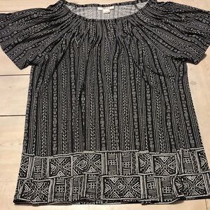 Style & Co. Black and White Geometric Blouse